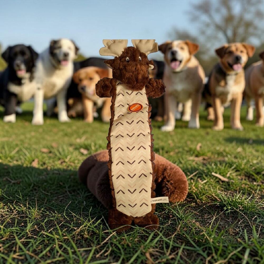 Super Fun Vibrant Life Tough Buddy Dog’s Toy Chew Level 3 M Durable Moose 20IN